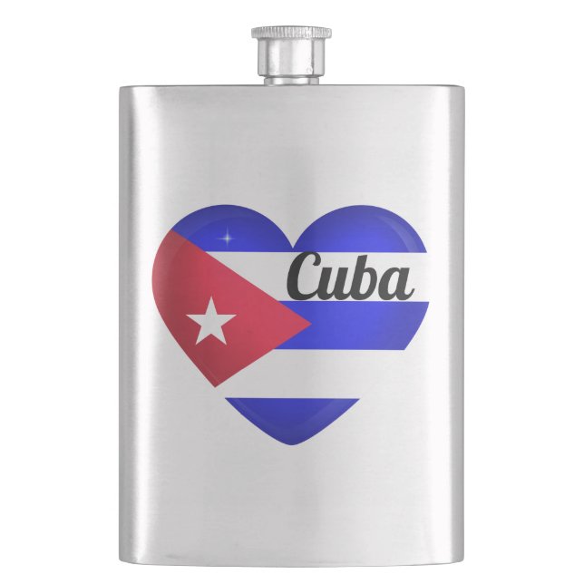 Cuba Heart Flag Flask (Front)
