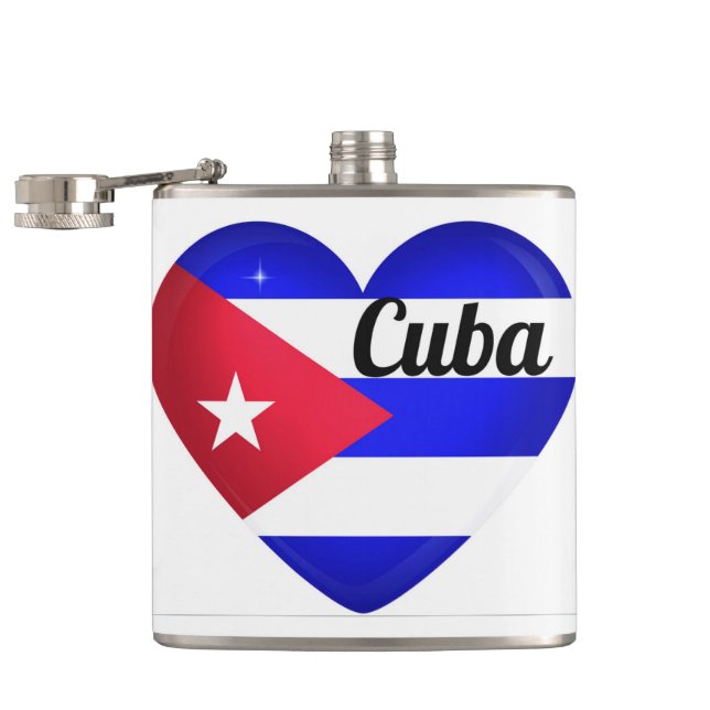 Cuba Heart Flag Hip Flask (Opened)