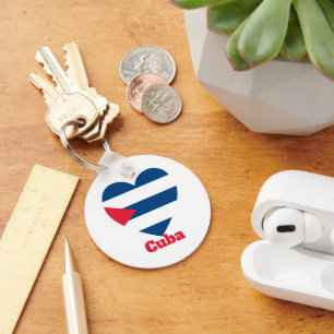 Cuba Heart Flag Keychain