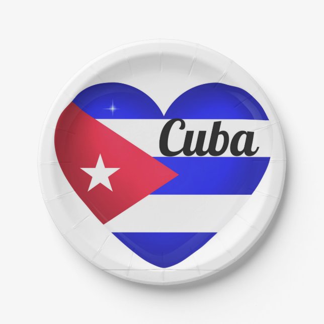 Cuba Heart Flag Paper Plates (Front)