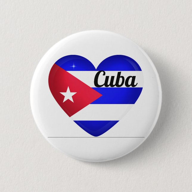 Cuba Heart Flag Pinback Button (Front)
