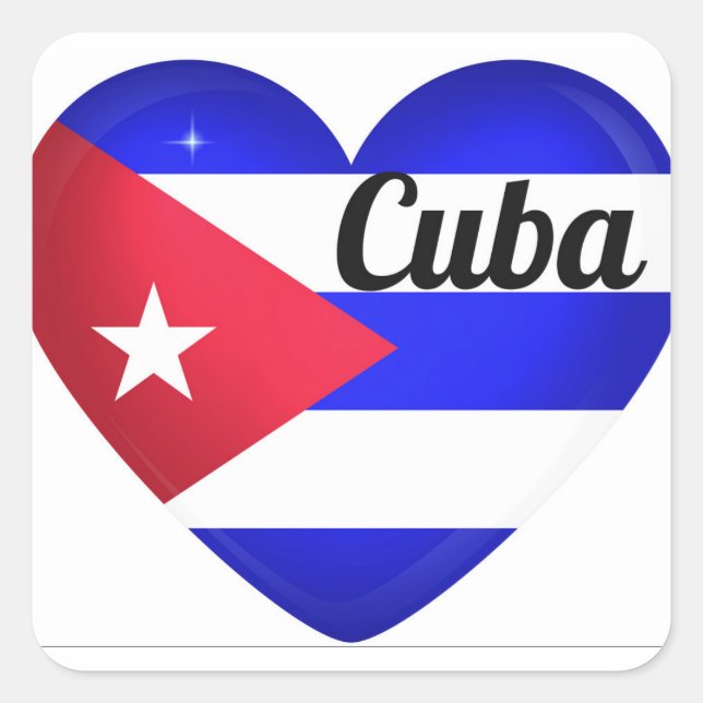 Cuba Heart Flag Square Sticker (Front)
