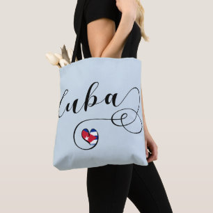 Cuba Heart Grocery Bag, Cuban Flag Tote Bag