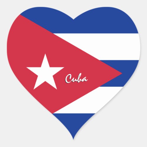 Cuba Heart Sticker Patriotic Cuban Flag Heart Sticker