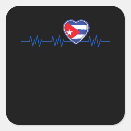 Cuba Heartbeat Flag Pulse Cuban Nationality Square Sticker