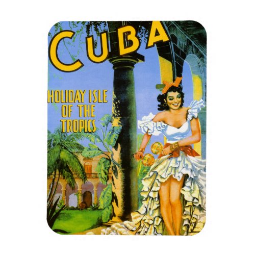 Cuba holiday isle of the tropics travel poster magnet