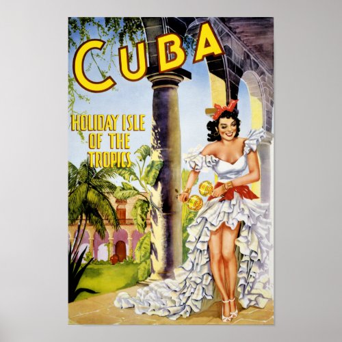 Cuba holiday isle of the tropics Vintage Poster