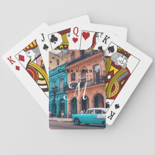 Cuba Holiday Travel Monogram Classic Playing Cards