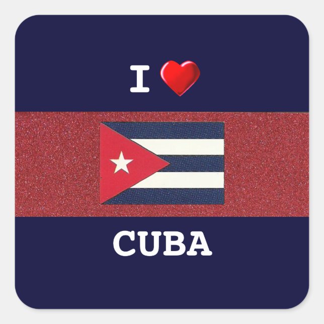 CUBA: I Love Cuba Square Sticker (Front)