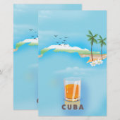 Cuba Illustrated map travel poster (Front/Back)