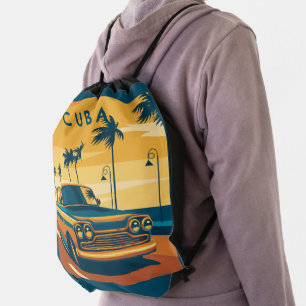 Cuba Illustration Drawstring Bag