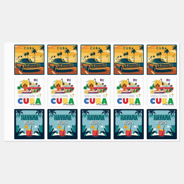 Cuba Illustration Labels (Sheet)