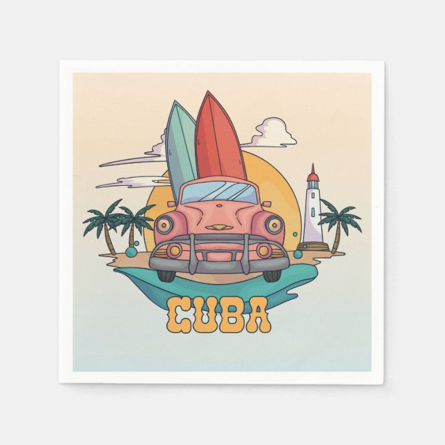 Cuba Illustration Napkins (Front)