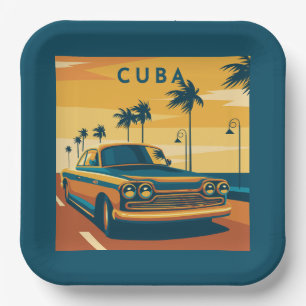 Cuba Illustration Paper Plates