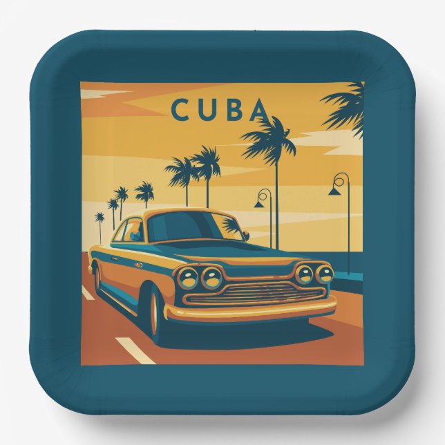 Cuba Illustration Paper Plates (Front)