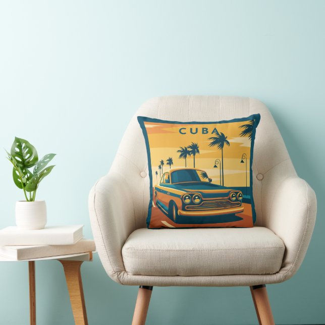 Cuba Illustration Throw Pillow (Chair)