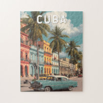 Cuba Illustration Travel Art Vintage Jigsaw Puzzle