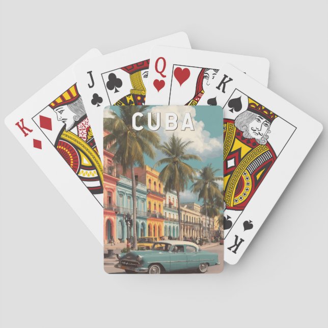 Cuba Illustration Travel Art Vintage Poker Cards (Back)