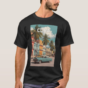 Cuba Illustration Travel Art Vintage T-Shirt