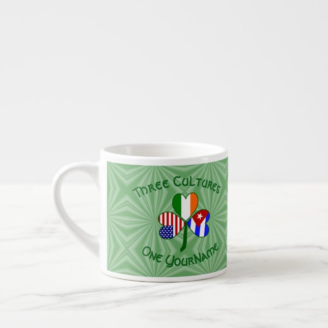 Cuba Ireland USA Shamrock Flag Personalized  Espresso Cup (Left)