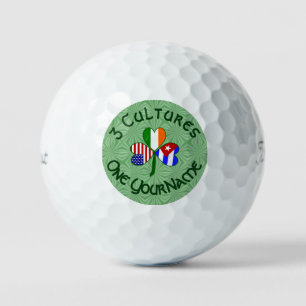 Cuba Ireland USA Shamrock Flag Personalized Golf Balls
