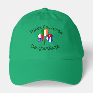 Cuba Ireland USA Shamrock Flag Personalized Hat