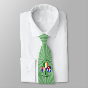 Cuba Ireland USA Shamrock Personalized Text Neck Tie