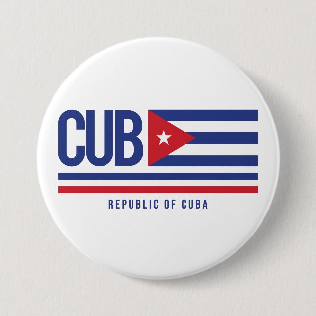 Cuba ISO Code Alpha 3 design Button (Front)