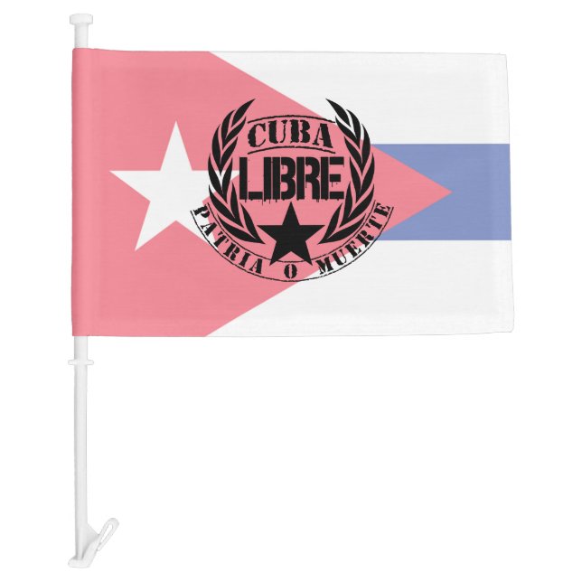 Cuba Libre Motto Laurels Car Flag (Front)