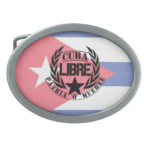Cuba Libre Motto Laurels Oval Belt Buckle