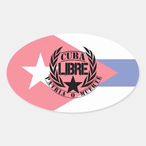 Cuba Libre Motto Laurels Oval Sticker
