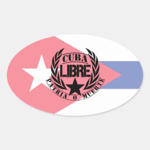 Cuba Libre Motto Laurels Oval Sticker