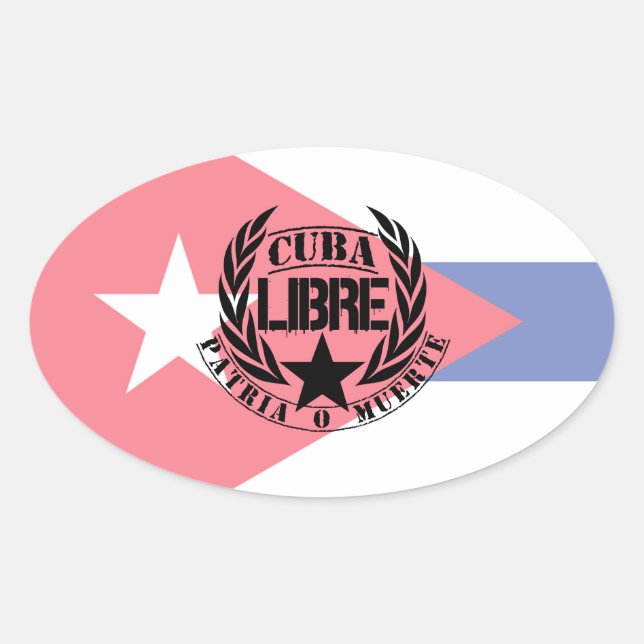 Cuba Libre Motto Laurels Oval Sticker (Front)