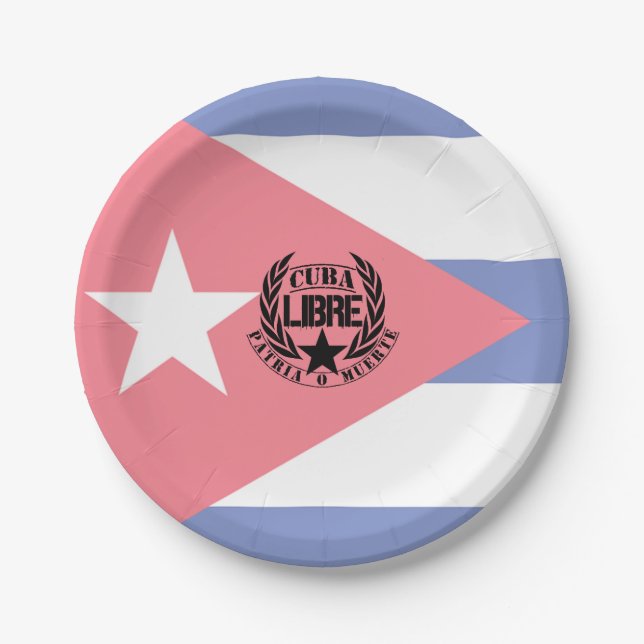 Cuba Libre Motto Laurels Paper Plates (Front)