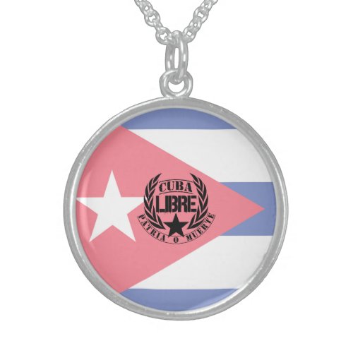 Cuba Libre Motto Laurels Sterling Silver Necklace