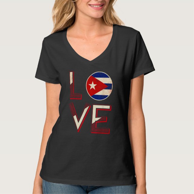 Cuba Love Cuban Flag Havana T-Shirt (Front)
