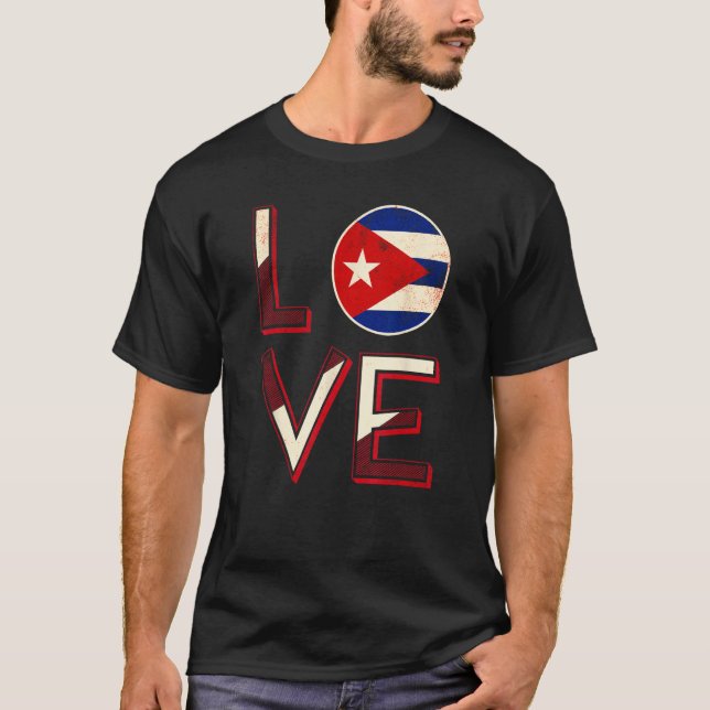 Cuba Love Cuban Flag Havana T-Shirt (Front)