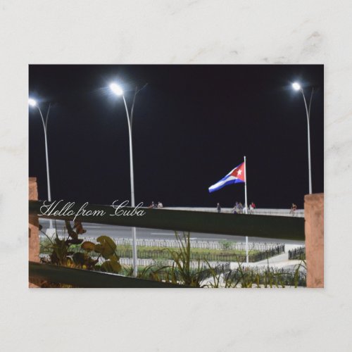 Cuba Malecon Night Sea Wall Photo Postcard