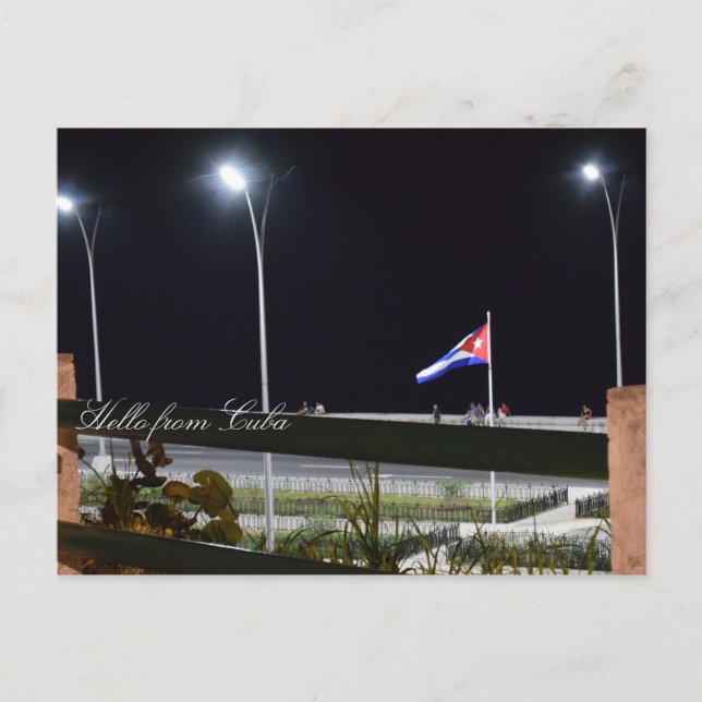 Cuba Malecon Night Sea Wall Photo Postcard (Front)