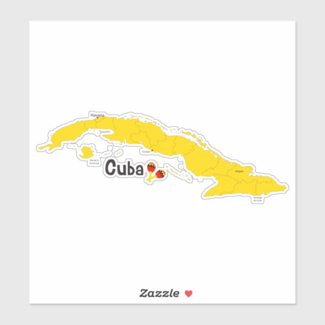 Cuba Map and Maracas Sticker (Sheet)