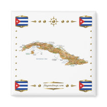 Cuba Map Flags Magnet