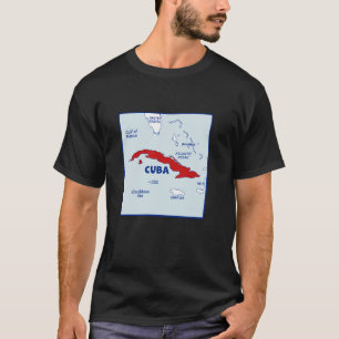 Cuba Map in flag colors. Surrounding countries & s T-Shirt