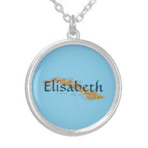Cuba Map + Name Necklace