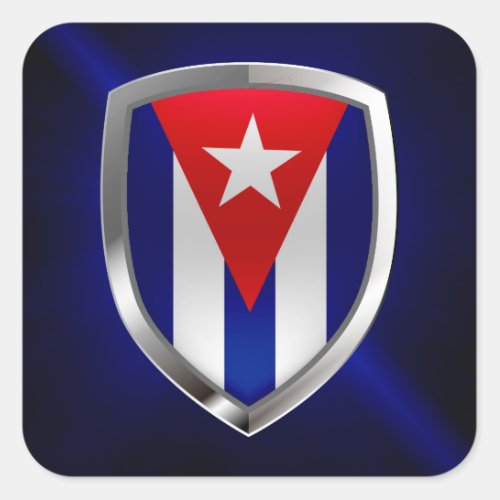 Cuba Mettalic Emblem Square Sticker