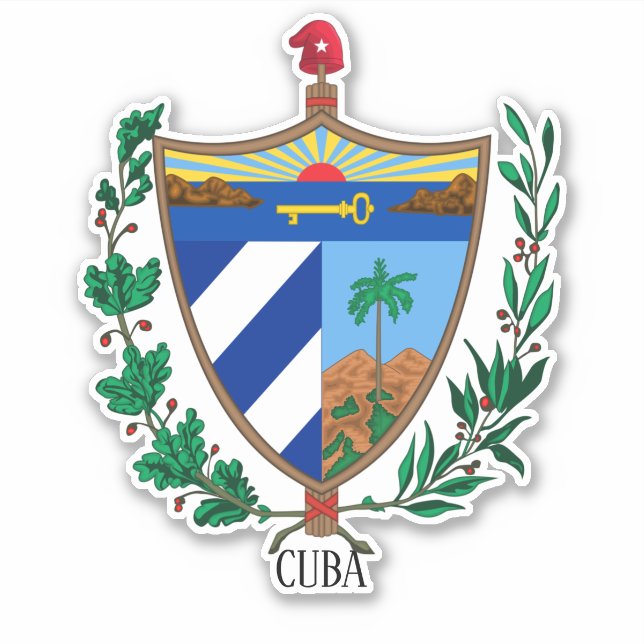 Cuba National Coat Of Arms Patriotic Sticker (Front)