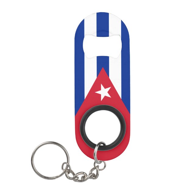 Cuba National Flag Patriotic Keychain Bottle Opener (Front)
