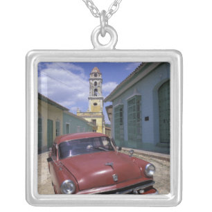 Cuba, old colonial village of Trinidad. Silver Plated Necklace