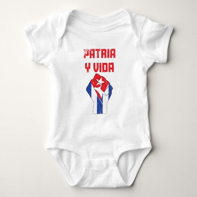 Cuba Patria Y Vida Cuban Flag Baby Suit Baby Bodysuit (Front)