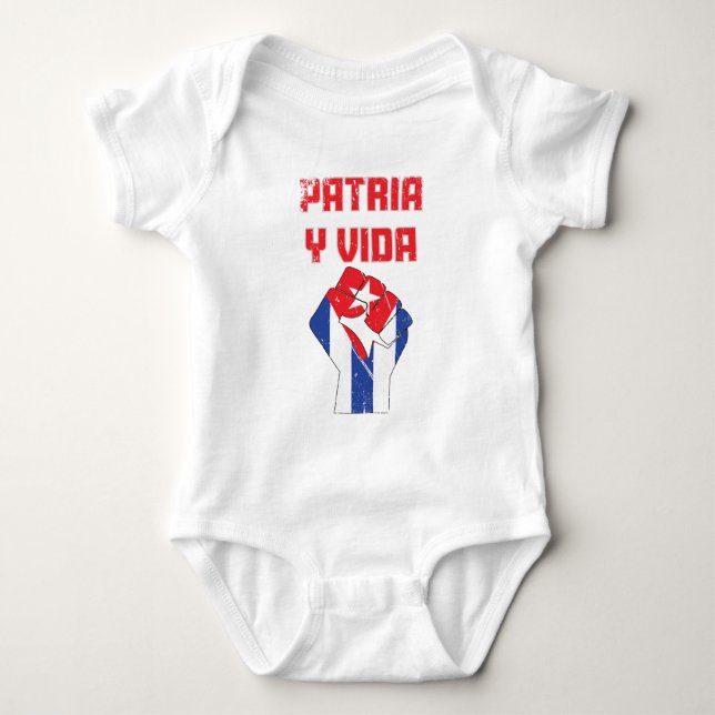 Cuba Patria Y Vida Cuban Flag Baby Suit Bodysuit (Front)