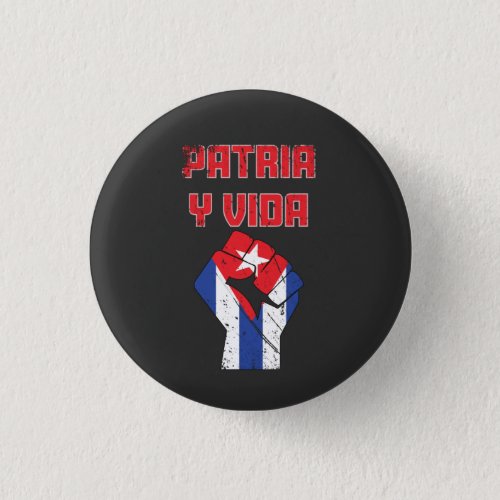 Cuba Patria Y Vida Cuban Flag Button